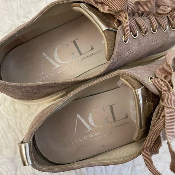 AGL Attilio Giusti Leombruni Mollie Cap toe pink suede platform sneakers sz 7/37 - Picture 6 of 9